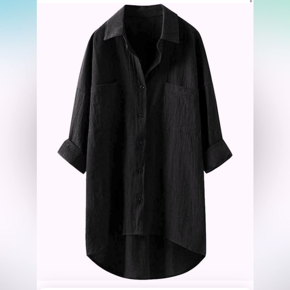 Senfure Overside Button Down Crinkle Shirt Size L